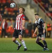 26 April 2019; Greg Sloggett of Derry City in action against James Tilley of Cork City during the SSE Airtricity League Premier Division match between Derry City and Cork City at the Ryan McBride Brandywell Stadium in Derry. Photo by Oliver McVeigh/Sportsfile