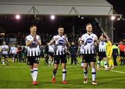 26 April 2019; Dundalk players, from left, Dane Massey, Michael Duffy and Seán Hoare following their side's victory during the SSE Airtricity League Premier Division match between Dundalk and Shamrock Rovers at Oriel Park in Dundalk, Louth. Photo by Seb Daly/Sportsfile