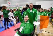 27 April 2019; Team Ireland during the opening ceremony at the I-Karate 3rd World Cup at DCU in Dublin. Photo by David Fitzgerald/Sportsfile