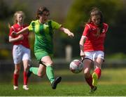 27 April 2019; Sarah Kiennan of Sligo Rovers in action against Ciara McElwaine of Donegal League during the Women's National U-17 League match between Sligo Rovers and Donegal League at Sligo IT, Sligo. Photo by Harry Murphy/Sportsfile