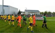 20 April 2019;  Both teams head on to the field ahead of the Só Hotels Women's National League match between Peamount United and Shelbourne at Greenogue in Rathcoole, Dublin. Photo by Sam Barnes/Sportsfile