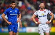 27 April 2019; Team captains Ross Byrne of Leinster and Darren Cave of Ulster during the Guinness PRO14 Round 21 match between Ulster and Leinster at the Kingspan Stadium in Belfast. Photo by Ramsey Cardy/Sportsfile