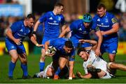 27 April 2019; Noel Reid of Leinster is tackled by Andy Warwick of Ulster during the Guinness PRO14 Round 21 match between Ulster and Leinster at the Kingspan Stadium in Belfast. Photo by Ramsey Cardy/Sportsfile