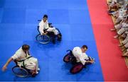 27 April 2019; Team Belgium take part in the group display during the I-Karate 3rd World Cup at DCU in Dublin. Photo by David Fitzgerald/Sportsfile