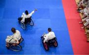 27 April 2019; Team Belgium take part in the group display during the I-Karate 3rd World Cup at DCU in Dublin. Photo by David Fitzgerald/Sportsfile