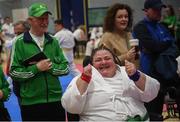 27 April 2019; Helen Martins of Ireland celebrates after competing during the I-Karate 3rd World Cup at DCU in Dublin. Photo by David Fitzgerald/Sportsfile