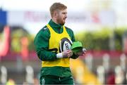 27 April 2019; Darragh Leader of Connacht warms up prior to the Guinness PRO14 Round 21 match between Munster and Connacht at Thomond Park in Limerick. Photo by Brendan Moran/Sportsfile