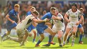 27 April 2019; Nick McCarthy of Leinster is tackled by Matty Rea, left, and Tommy O'Hagan of Ulster during the Guinness PRO14 Round 21 match between Ulster and Leinster at the Kingspan Stadium in Belfast. Photo by Ramsey Cardy/Sportsfile