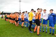 27 April 2019; St. Kevin's Boys players shake hands with Blarney United players ahead of the game. FAI Under-17 Cup Final match between St Kevin’s Boys and Blarney United at Dalymount Park in Dublin. Photo by Barry Cregg/Sportsfile