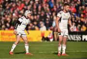 27 April 2019; Michael Lowry and Johnny McPhillips of Ulster during the Guinness PRO14 Round 21 match between Ulster and Leinster at the Kingspan Stadium in Belfast. Photo by Oliver McVeigh/Sportsfile