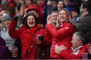 27 April 2019; Munster supporters celebrate a try during the Guinness PRO14 Round 21 match between Munster and Connacht at Thomond Park in Limerick. Photo by Diarmuid Greene/Sportsfile