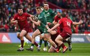 27 April 2019; Stephen Fitzgerald of Connacht is tackled by Stephen Archer and Neil Cronin of Munster during the Guinness PRO14 Round 21 match between Munster and Connacht at Thomond Park in Limerick. Photo by Diarmuid Greene/Sportsfile