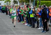 28 April 2019; Brian Fay of Raheny Shamrock A.C., Dublin, on his way to winning the senior men's event during the AAI National Road Relays in Raheny, Dublin. Photo by Piaras Ó Mídheach/Sportsfile