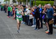 28 April 2019; Brian Fay of Raheny Shamrock A.C., Dublin, on his way to winning the senior men's event during the AAI National Road Relays in Raheny, Dublin. Photo by Piaras Ó Mídheach/Sportsfile
