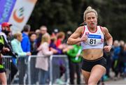 28 April 2019; Mary Horgan of Crusaders A.C., Dublin, competing in the senior women's event during the AAI National Road Relays in Raheny, Dublin. Photo by Piaras Ó Mídheach/Sportsfile
