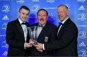 28 April 2019; Suttonians RFC President John Hughes is presented with the Bank of Ireland Junior Club of the Year award by Killian Mullen, left, Optimisation Manager, Bank of Ireland, in the company of Leinster Branch President Lorcan Balfe. The Leinster Rugby Awards Ball, taking place at the InterContinental Dublin and MC’d by Darragh Maloney, were a celebration of the 2018/19 Leinster Rugby season to date and over the course of the evening Leinster Rugby acknowledged the contributions of departees Seán O’Brien, Jack McGrath, Noel Reid, Mick Kearney, Nick McCarthy, Tom Daly and Ian Nagle. Former Leinster, Ireland and British & Irish Lions player Paul Dean was inducted into the Guinness Hall of Fame. Some of the other Award winners on the night included; St. Michael’s College (Deep River Rock School of the Year), Larry Halpin, Terenure College (Beauchamps Contribution to Leinster Rugby Award), Naas RFC (CityJet Senior Club of the Year), Patrician Secondary School Newbridge (Irish Independent Development School of the Year Award), Suttonians RFC (Bank of Ireland Junior Club of the Year) and Sene Naoupu (Energia Women’s Rugby Award). Photo by Brendan Moran/Sportsfile
