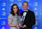 28 April 2019; Andrew Burke and Ailleen Langton of Patrician Secondary School Newbridge, Kildare, with the Irish Independent Development School of the Year award. The Leinster Rugby Awards Ball, taking place at the InterContinental Dublin and MC’d by Darragh Maloney, were a celebration of the 2018/19 Leinster Rugby season to date and over the course of the evening Leinster Rugby acknowledged the contributions of departees Seán O’Brien, Jack McGrath, Noel Reid, Mick Kearney, Nick McCarthy, Tom Daly and Ian Nagle. Former Leinster, Ireland and British & Irish Lions player Paul Dean was inducted into the Guinness Hall of Fame. Some of the other Award winners on the night included; St. Michael’s College (Deep River Rock School of the Year), Larry Halpin, Terenure College (Beauchamps Contribution to Leinster Rugby Award), Naas RFC (CityJet Senior Club of the Year), Patrician Secondary School Newbridge (Irish Independent Development School of the Year Award), Suttonians RFC (Bank of Ireland Junior Club of the Year) and Sene Naoupu (Energia Women’s Rugby Award). Photo by Brendan Moran/Sportsfile