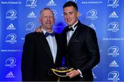 28 April 2019; Leinster Rugby departee Noel Reid is presented with his cap by Leinster Branch President Lorcan Balfe. The Leinster Rugby Awards Ball, taking place at the InterContinental Dublin and MC’d by Darragh Maloney, were a celebration of the 2018/19 Leinster Rugby season to date and over the course of the evening Leinster Rugby acknowledged the contributions of departees Seán O’Brien, Jack McGrath, Noel Reid, Mick Kearney, Nick McCarthy, Tom Daly and Ian Nagle. Former Leinster, Ireland and British & Irish Lions player Paul Dean was inducted into the Guinness Hall of Fame. Some of the other Award winners on the night included; St. Michael’s College (Deep River Rock School of the Year), Larry Halpin, Terenure College (Beauchamps Contribution to Leinster Rugby Award), Naas RFC (CityJet Senior Club of the Year), Patrician Secondary School Newbridge (Irish Independent Development School of the Year Award), Suttonians RFC (Bank of Ireland Junior Club of the Year) and Sene Naoupu (Energia Women’s Rugby Award). Photo by Brendan Moran/Sportsfile