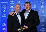 28 April 2019; Leinster Rugby departee Jack McGrath is presented with his cap by Leinster Branch President Lorcan Balfe. The Leinster Rugby Awards Ball, taking place at the InterContinental Dublin and MC’d by Darragh Maloney, were a celebration of the 2018/19 Leinster Rugby season to date and over the course of the evening Leinster Rugby acknowledged the contributions of departees Seán O’Brien, Jack McGrath, Noel Reid, Mick Kearney, Nick McCarthy, Tom Daly and Ian Nagle. Former Leinster, Ireland and British & Irish Lions player Paul Dean was inducted into the Guinness Hall of Fame. Some of the other Award winners on the night included; St. Michael’s College (Deep River Rock School of the Year), Larry Halpin, Terenure College (Beauchamps Contribution to Leinster Rugby Award), Naas RFC (CityJet Senior Club of the Year), Patrician Secondary School Newbridge (Irish Independent Development School of the Year Award), Suttonians RFC (Bank of Ireland Junior Club of the Year) and Sene Naoupu (Energia Women’s Rugby Award). Photo by Brendan Moran/Sportsfile