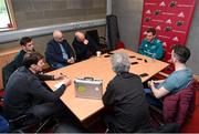 29 April 2019; Munster head coach Johann van Graan speaks to reporters during a Munster Rugby press conference at the University of Limerick in Limerick. Photo by Diarmuid Greene/Sportsfile