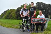 29 April 2019; Kildare footballer Kevin Feely, with Peter O'Toole, left, advanced nurse practicioner, St Michael's Hosital, Dún Laoghaire, and David Magee, right, medical advisor, A Menarini, at the launch of the ‘Get Breathless for COPD Cycle’. Supported by A.Menarini Pharmaceuticals and held in partnership with COPD Support Ireland, it aims to raise much-needed funds for COPD Support Ireland and pulmonary rehabilitation services. Photo by Brendan Moran/Sportsfile