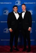 28 April 2019; On arrival at the Leinster Rugby Awards Ball are Vakh Abdaladze and Ciarán Frawley. The Leinster Rugby Awards Ball, taking place at the InterContinental Dublin were a celebration of the 2018/19 Leinster Rugby season to date. Photo by Ramsey Cardy/Sportsfile