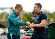 29 April 2019; Forwards coach Jerry Flannery and Andrew Conway in conversation prior to Munster Rugby squad training at the University of Limerick in Limerick. Photo by Diarmuid Greene/Sportsfile