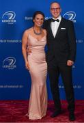 28 April 2019; On arrival at the Leinster Rugby Awards Ball are Ellie and Garreth Farrell. The Leinster Rugby Awards Ball, taking place at the InterContinental Dublin were a celebration of the 2018/19 Leinster Rugby season to date. Photo by Ramsey Cardy/Sportsfile