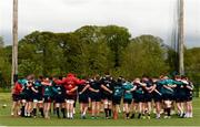 29 April 2019; Munster players huddle together during squad training at the University of Limerick in Limerick. Photo by Diarmuid Greene/Sportsfile