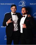 28 April 2019; On arrival at the Leinster Rugby Awards Ball are Max Deegan, left, and Andrew Porter. The Leinster Rugby Awards Ball, taking place at the InterContinental Dublin were a celebration of the 2018/19 Leinster Rugby season to date. Photo by Ramsey Cardy/Sportsfile