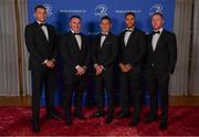 28 April 2019; On arrival at the Leinster Rugby Awards Ball are, from left, to right, Ross Molony, Peter Dooley, Noel Reid, Adam Byrne and Rory O'Loughlin. The Leinster Rugby Awards Ball, taking place at the InterContinental Dublin were a celebration of the 2018/19 Leinster Rugby season to date. Photo by Ramsey Cardy/Sportsfile