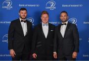 28 April 2019; On arrival at the Leinster Rugby Awards Ball are Robbie Henshaw, left, James Tracy, and Dave Kearney. The Leinster Rugby Awards Ball, taking place at the InterContinental Dublin were a celebration of the 2018/19 Leinster Rugby season to date. Photo by Ramsey Cardy/Sportsfile