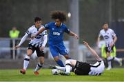 29 April 2019; Bastien Héry of Waterford in action against Chris Shields, right, and Jamie McGrath of Dundalk during the SSE Airtricity League Premier Division match between Waterford and Dundalk at the RSC in Waterford. Photo by Piaras Ó Mídheach/Sportsfile