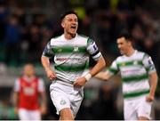 29 April 2019; Ronan Finn of Shamrock Rovers celebrates after scoring his side's first goal  during the SSE Airtricity League Premier Division match between Shamrock Rovers and St Patrick's Athletic at Tallaght Stadium in Dublin. Photo by Seb Daly/Sportsfile
