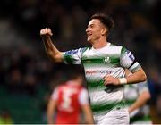 29 April 2019; Ronan Finn of Shamrock Rovers celebrates after scoring his side's first goal  during the SSE Airtricity League Premier Division match between Shamrock Rovers and St Patrick's Athletic at Tallaght Stadium in Dublin. Photo by Seb Daly/Sportsfile