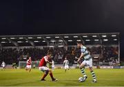 29 April 2019; Ronan Finn of Shamrock Rovers in action against Simon Madden of St Patrick's Athletic during the SSE Airtricity League Premier Division match between Shamrock Rovers and St Patrick's Athletic at Tallaght Stadium in Dublin. Photo by Seb Daly/Sportsfile