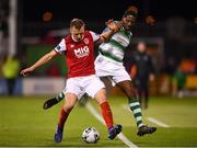 29 April 2019; Jamie Lennon of St Patrick's Athletic in action against Daniel Carr of Shamrock Rovers during the SSE Airtricity League Premier Division match between Shamrock Rovers and St Patrick's Athletic at Tallaght Stadium in Dublin. Photo by Seb Daly/Sportsfile