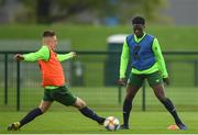 30 April 2019; Ronan McKinley, left, and Timi Sobowale, right, during a Republic of Ireland U17's training session at the FAI National Training Centre in Abbotstown, Dublin. Photo by Seb Daly/Sportsfile