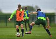 30 April 2019; Séamas Keogh, left, during a Republic of Ireland U17's training session at the FAI National Training Centre in Abbotstown, Dublin. Photo by Seb Daly/Sportsfile