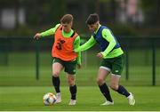 30 April 2019; Charlie McCann, left, and James Furlong, right, during a Republic of Ireland U17's training session at the FAI National Training Centre in Abbotstown, Dublin. Photo by Seb Daly/Sportsfile