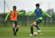 30 April 2019; Anselmo Garcia McNulty, right, and Séamas Keogh during a Republic of Ireland U17's training session at the FAI National Training Centre in Abbotstown, Dublin. Photo by Seb Daly/Sportsfile