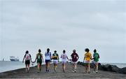 30 April 2019; In attendance during the Lidl Ladies National Football League finals media day at Poolbeg Beach in Dublin, are, from left, Jacqui Mulligan of Sligo, Máire O'Shaughnessy of Meath, Michelle Ryan of Waterford, Amanda Brosnan of Kerry, Martina O'Brien of Cork, Tracey Leonard of Galway, Saoirse Tennyson of Antrim and Joanne Doonan of Fermanagh. The Lidl Ladies National Football League Finals take place next Saturday and Sunday. On Saturday, at St Tiernach’s Park in Clones, Co. Monaghan, it’s Antrim against Fermanagh in the Division 4 final at 2pm, followed by the Division 3 final between Meath and Sligo at 4pm at the same venue. On Sunday, at Parnell Park in Dublin, the first game of a double-header is Kerry v Waterford in the Division 2 final at 2pm, followed by the Division 1 final clash between Cork and Galway at 4pm. Tickets for the Lidl Ladies NFL finals will be available at St Tiernach’s Park on Saturday, and at Parnell Park on Sunday. Poolbeg Beach, Dublin. Photo by Brendan Moran/Sportsfile