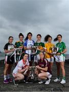 30 April 2019; In attendance during the Lidl Ladies National Football League finals media day at Poolbeg Beach in Dublin, are, back from left, Jacqui Mulligan of Sligo, Máire O'Shaughnessy of Meath, Michelle Ryan of Waterford, Amanda Brosnan of Kerry, Saoirse Tennyson of Antrim and Joanne Doonan of Fermanagh with front, from left, Martina O'Brien of Cork, and Tracey Leonard of Galway. The Lidl Ladies National Football League Finals take place next Saturday and Sunday. On Saturday, at St Tiernach’s Park in Clones, Co. Monaghan, it’s Antrim against Fermanagh in the Division 4 final at 2pm, followed by the Division 3 final between Meath and Sligo at 4pm at the same venue. On Sunday, at Parnell Park in Dublin, the first game of a double-header is Kerry v Waterford in the Division 2 final at 2pm, followed by the Division 1 final clash between Cork and Galway at 4pm. Tickets for the Lidl Ladies NFL finals will be available at St Tiernach’s Park on Saturday, and at Parnell Park on Sunday. Poolbeg Beach, Dublin. Photo by Brendan Moran/Sportsfile