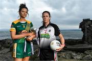30 April 2019; In attendance during the Lidl Ladies National Football League finals media day at Poolbeg Beach in Dublin, are Máire O'Shaughnessy of Meath, left, and Jacqui Mulligan of Sligo with the Division 3 trophy. The Lidl Ladies National Football League Finals take place next Saturday and Sunday. On Saturday, at St Tiernach’s Park in Clones, Co. Monaghan, it’s Antrim against Fermanagh in the Division 4 final at 2pm, followed by the Division 3 final between Meath and Sligo at 4pm at the same venue. On Sunday, at Parnell Park in Dublin, the first game of a double-header is Kerry v Waterford in the Division 2 final at 2pm, followed by the Division 1 final clash between Cork and Galway at 4pm. Tickets for the Lidl Ladies NFL finals will be available at St Tiernach’s Park on Saturday, and at Parnell Park on Sunday. Poolbeg Beach, Dublin. Photo by Brendan Moran/Sportsfile
