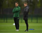 30 April 2019; Manager Colin O'Brien, right, and assistant coach Kevin Doyle, left, during a Republic of Ireland U17's training session at the FAI National Training Centre in Abbotstown, Dublin. Photo by Seb Daly/Sportsfile