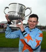 30 April 2019; Jockey Paul Townend celebrates with the cup after winning the BoyleSports Champion Steeplechase on Un De Sceaux at Punchestown Racecourse in Naas, Kildare. Photo by David Fitzgerald/Sportsfile