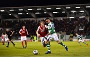 29 April 2019; Trevor Clarke of Shamrock Rovers in action against Simon Madden of St Patrick's Athletic during the SSE Airtricity League Premier Division match between Shamrock Rovers and St Patrick's Athletic at Tallaght Stadium in Dublin. Photo by Seb Daly/Sportsfile
