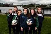 1 May 2019; In attendance at the 2019 Fota Island Resort FAI Gaynor Tournament launch at City Hall in Merchants Quay, Limerick, are Limerick County players Laoise Browne, Emma Kett, and Siobhan Cooke and Limerick Desmond League players Nicole McNamara, Chloe O'Keeffe, and Lorna Healy. Photo by Diarmuid Greene/Sportsfile