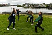 1 May 2019; In attendance at the 2019 Fota Island Resort FAI Gaynor Tournament launch at City Hall in Merchants Quay, Limerick, are Limerick Desmond League players Lorna Healy, Nicole McNamara, and Chloe O'Keeffe, left, and Limerick County players Laoise Browne, Siobhan Cooke, and Emma Kett, right. Photo by Diarmuid Greene/Sportsfile