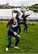 1 May 2019; In attendance at the 2019 Fota Island Resort FAI Gaynor Tournament launch at City Hall in Merchants Quay, Limerick, are Limerick Desmond League players Lorna Healy, left, Nicole McNamara, centre, and Chloe O'Keeffe. Photo by Diarmuid Greene/Sportsfile